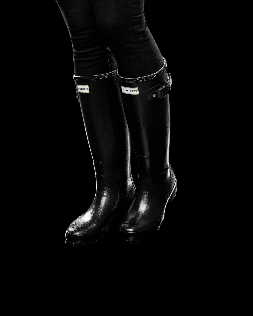 Womens Hunter Tall Rain Boots Black - Norris Field Gloss - 2190546-QK